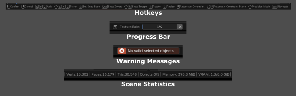 Blender User Interface - Status Bar Contextual Info